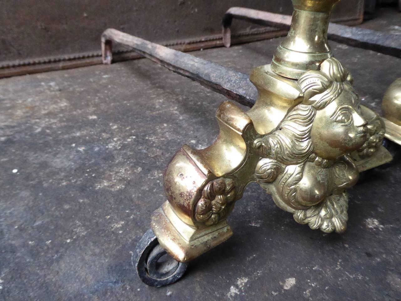 19th Century French Louis XIV Style Andirons or Firedogs For Sale 3
