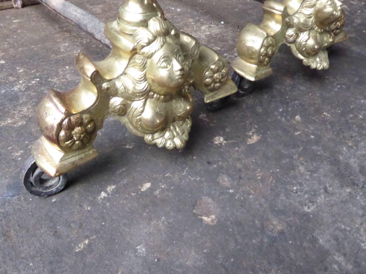 19th Century French Louis XIV Style Andirons or Firedogs In Good Condition For Sale In Soest, NL