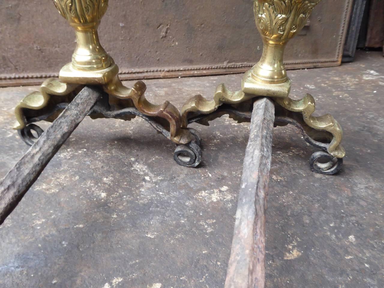 19th Century French Louis XIV Style Andirons or Firedogs For Sale 4