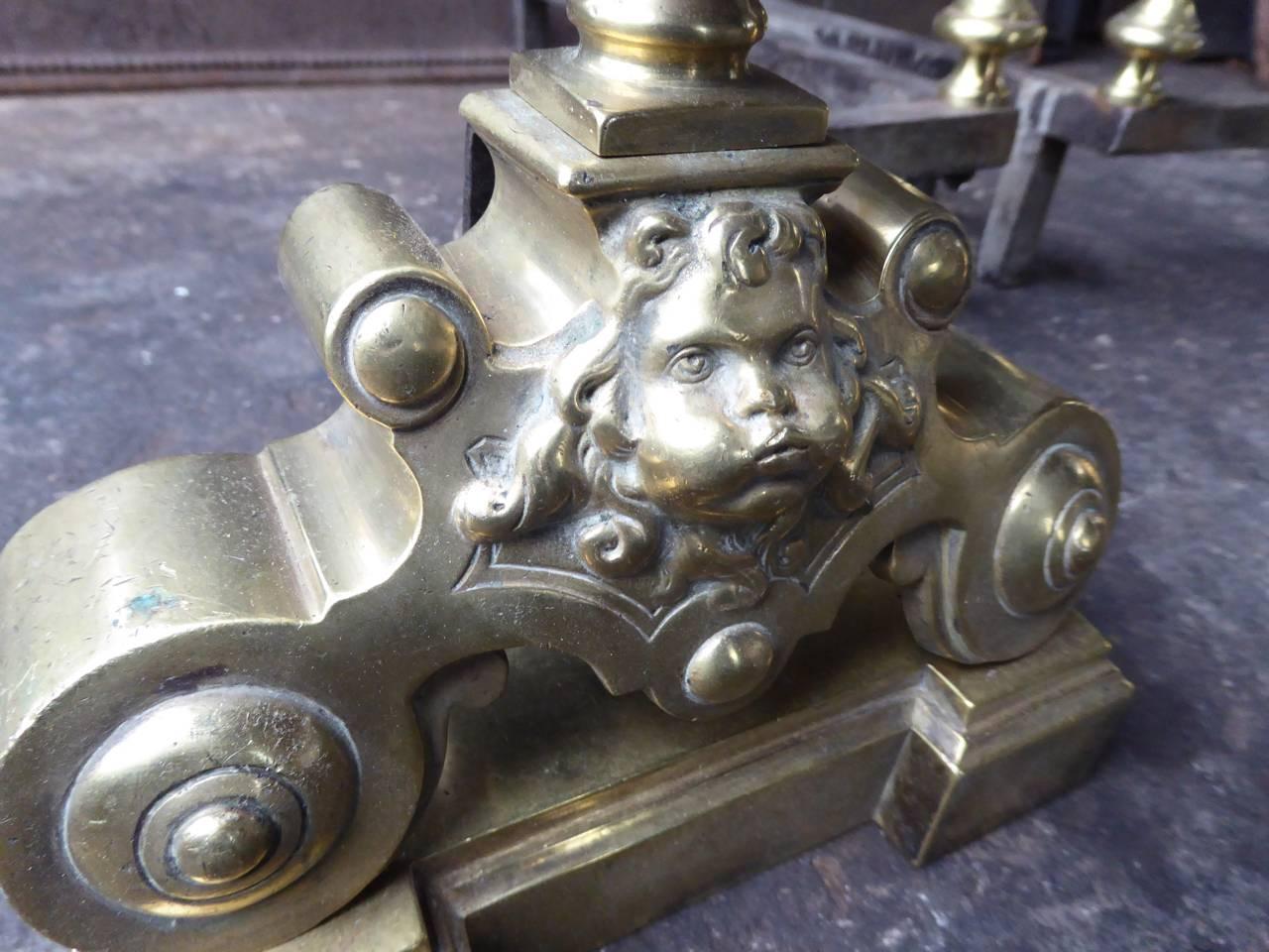 Antique French Louis XIV Style Andirons or Firedogs 1