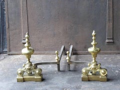 Antique French Louis XIV Style Andirons or Firedogs