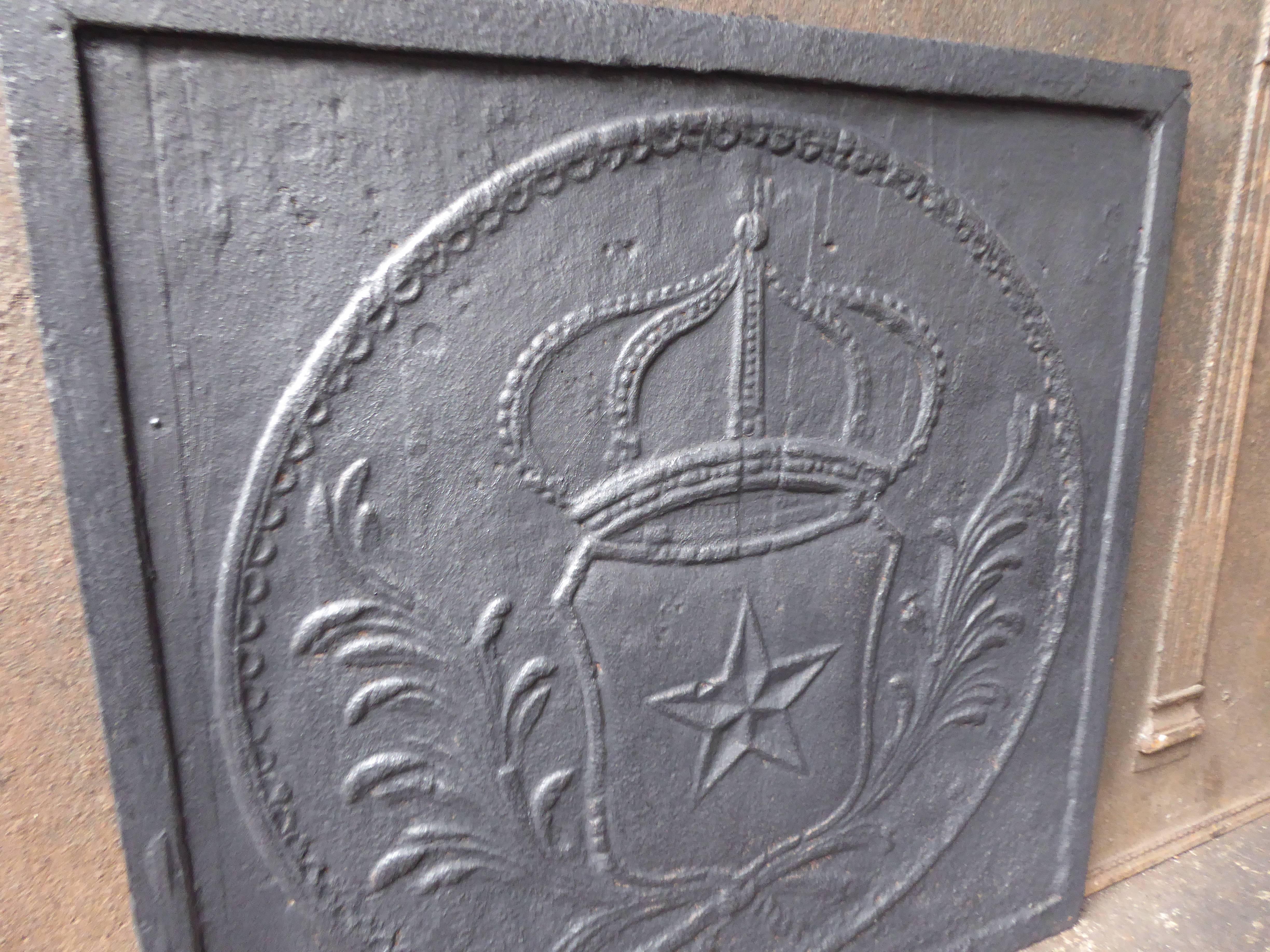 Iron 19th Century French 'Arms of France' Fireback / Backsplash For Sale