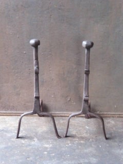 17th-18th Century French Gothic Andirons or Firedogs
