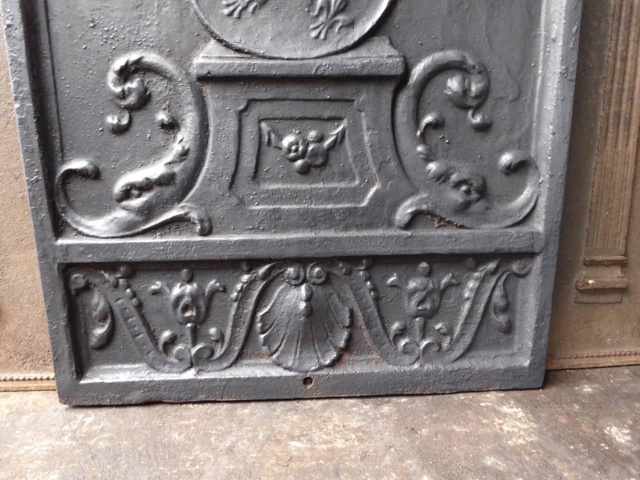 Cast French 'Coat of Arms' Fireback / Backsplash For Sale