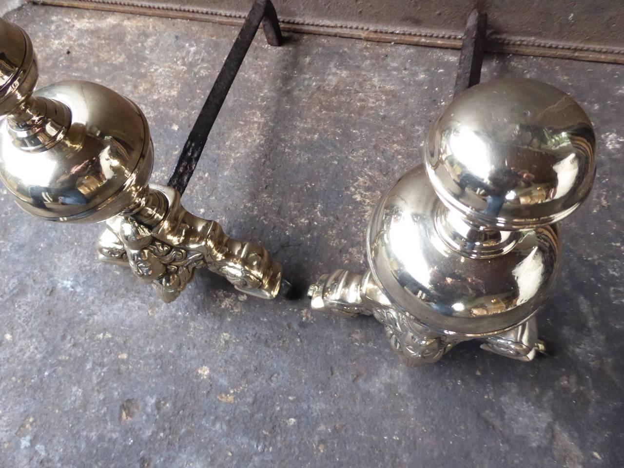 17th Century French Andirons or Firedogs 1