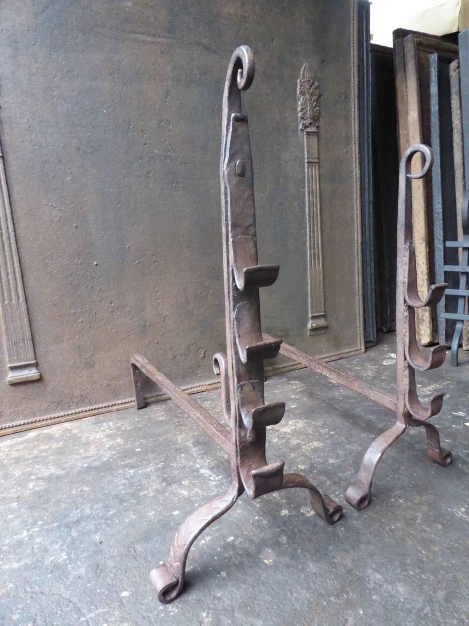 17th-18th Century French Gothic Andirons or Firedogs In Good Condition For Sale In Amerongen, NL