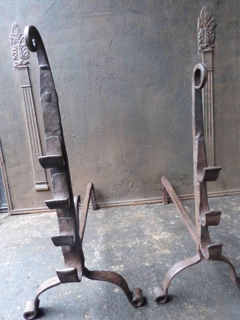 17th-18th Century French Gothic Andirons or Firedogs For Sale 2