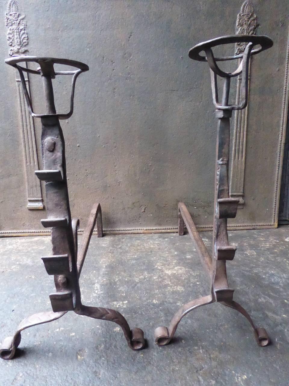 17th-18th Century Large French Andirons or Firedogs For Sale 2