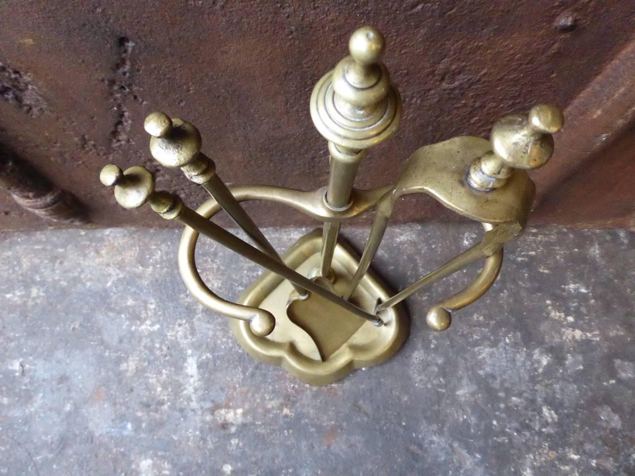 Brass 19th Century French Fireplace Tools or Fire Tools