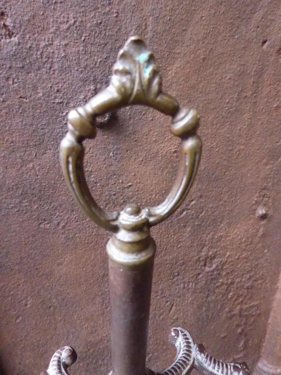 Brass 19th Century English Fireplace Tools or Fire Tools