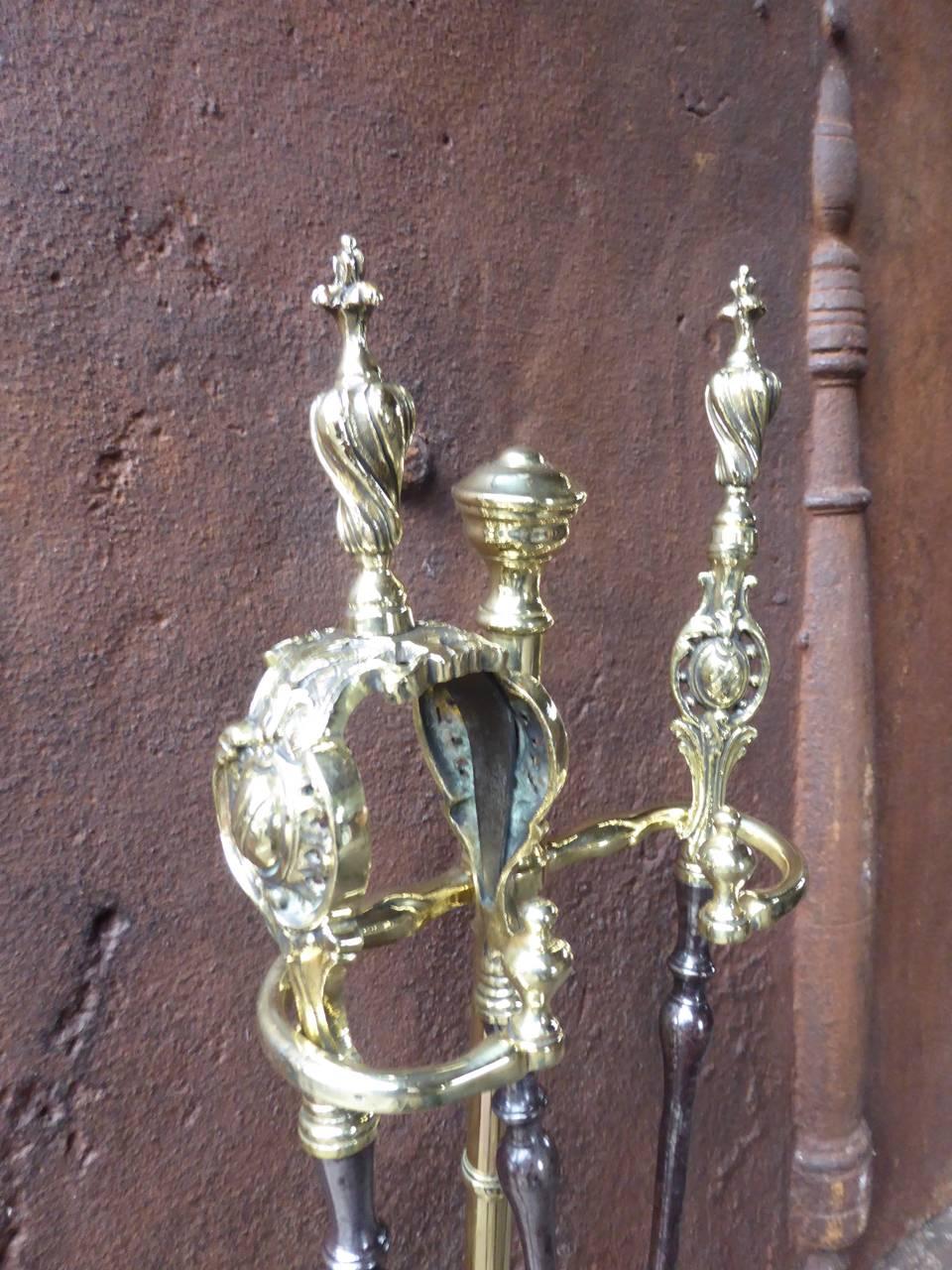 Polished 19th Century French Fireplace Tools or Fire Tools
