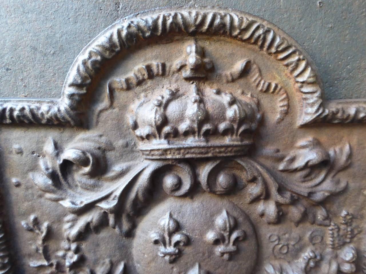Louis XIV French 'Arms of France' Fireback