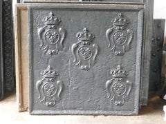 Magnifique plaque de cheminée / dosseret du C.I.C. avec cinq armoiries de France