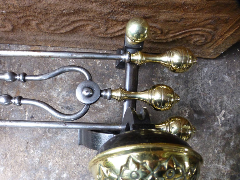 Art Nouveau Fireplace Tool Set and Rests In Good Condition For Sale In Soest, NL