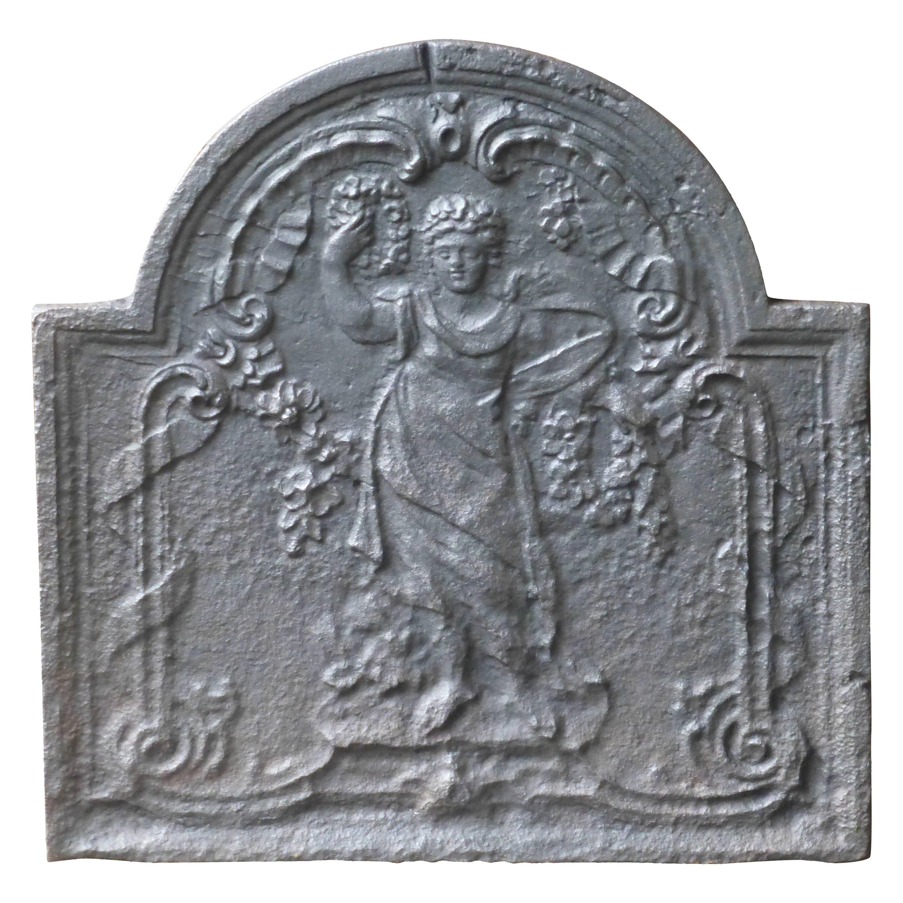 Antique French Fireback with Goddess Flora