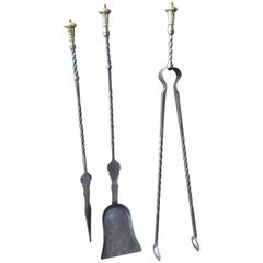 Exceptional English Art Nouveau Fireplace Tools