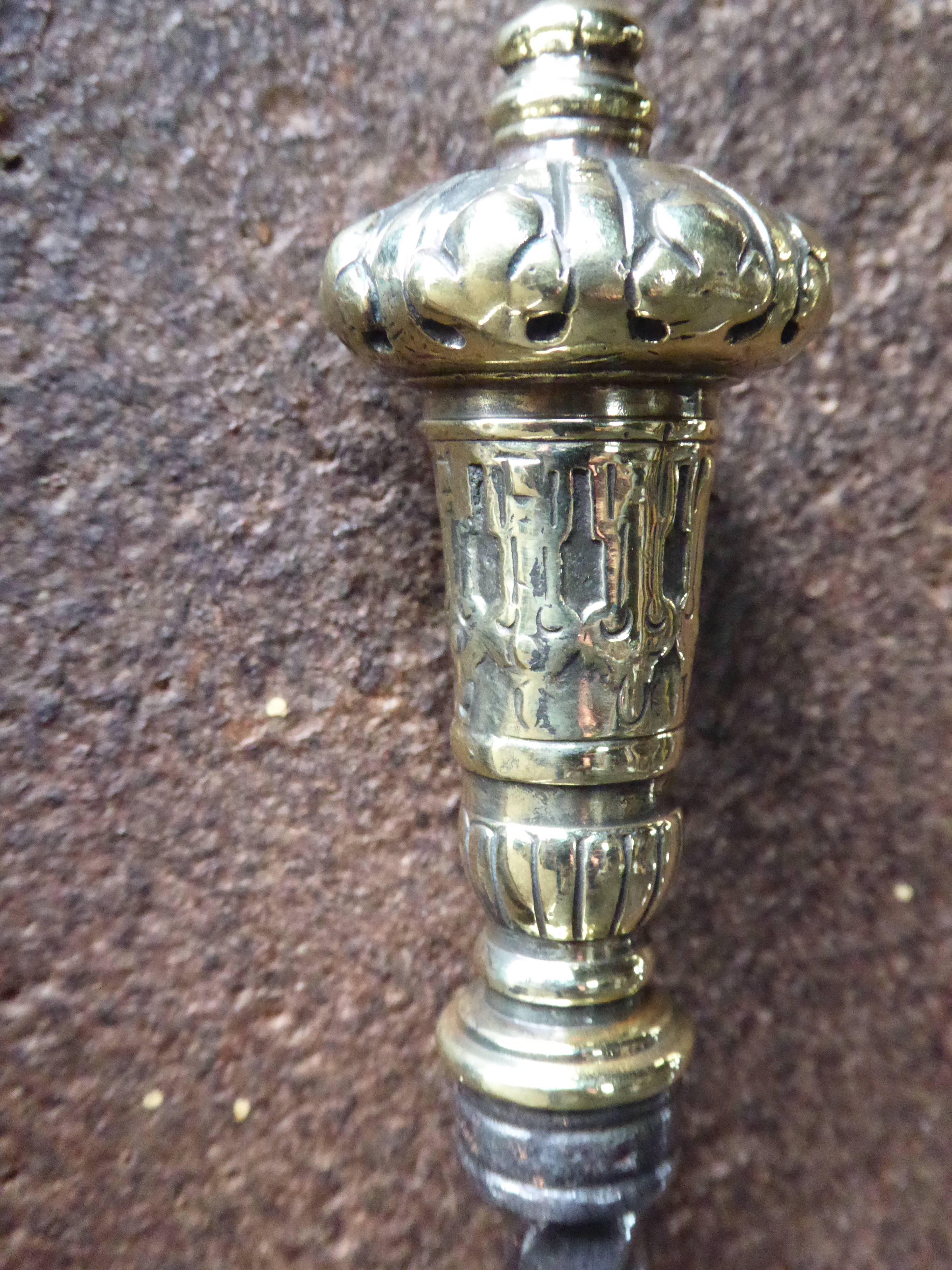 Polished Exceptional English Art Nouveau Fireplace Tools For Sale