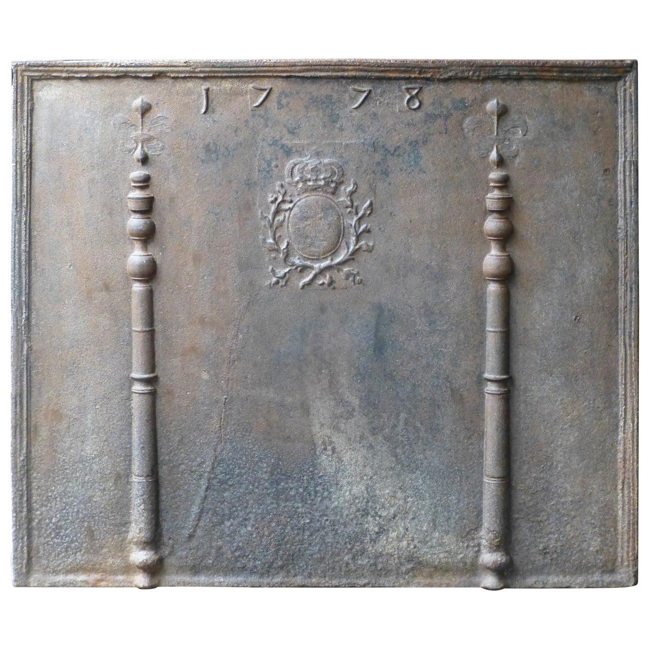 Large 'Pillars with Arms of France' Fireback, Dated 1778