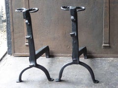 Large French Gothic Firedogs or Andirons, 16th Century