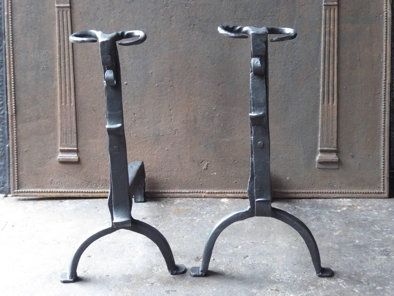 Large French Gothic Firedogs or Andirons, 16th Century In Good Condition For Sale In Soest, NL