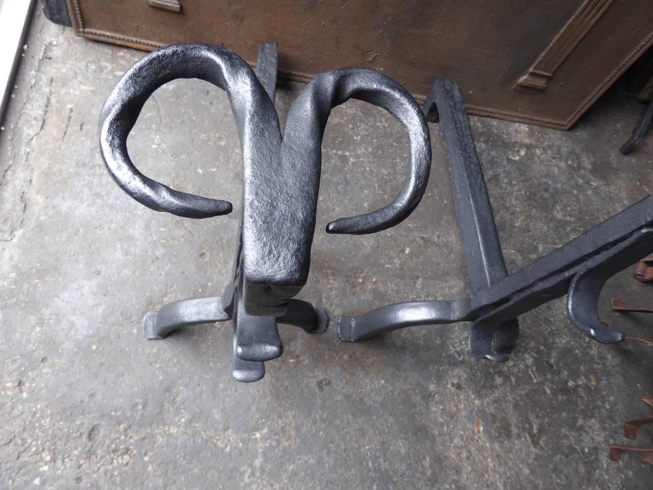 Large French Gothic Firedogs or Andirons, 16th Century For Sale 3