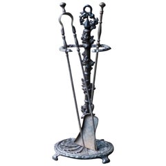 Antique Napoleon III Fireplace Tool Set, Companion Set, 19th Century