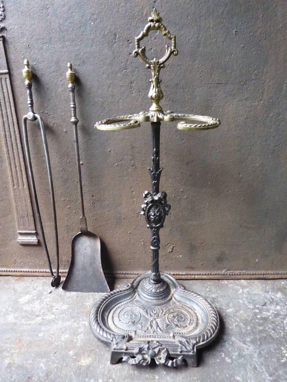Brass Antique French Fireplace Tools or Fire Tools, 19th Century