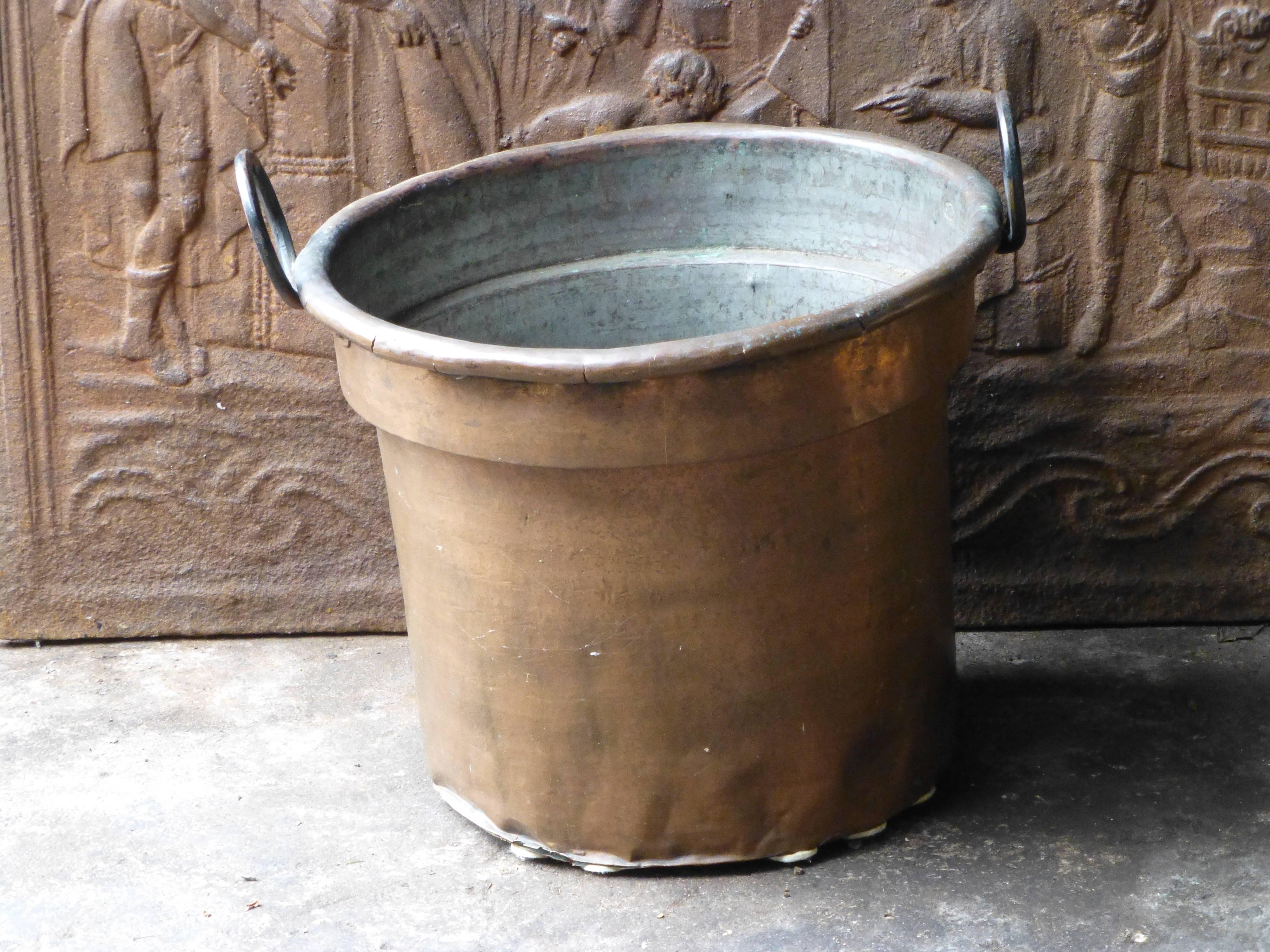 Leñera de cobre holandesa del siglo XIX, época de Napoleón III