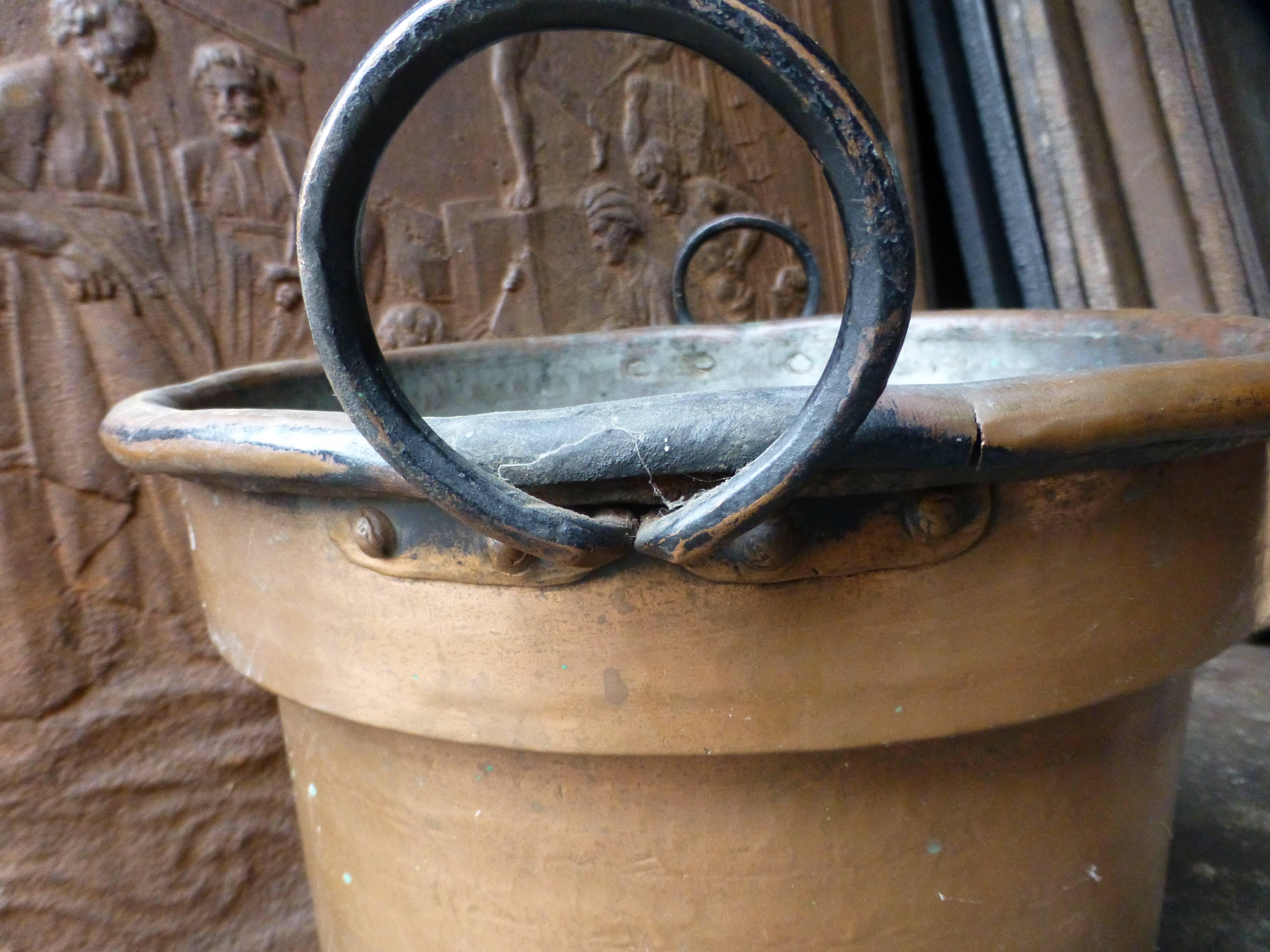 Forged 19th Century Dutch Copper Log Holder, Log Bin For Sale