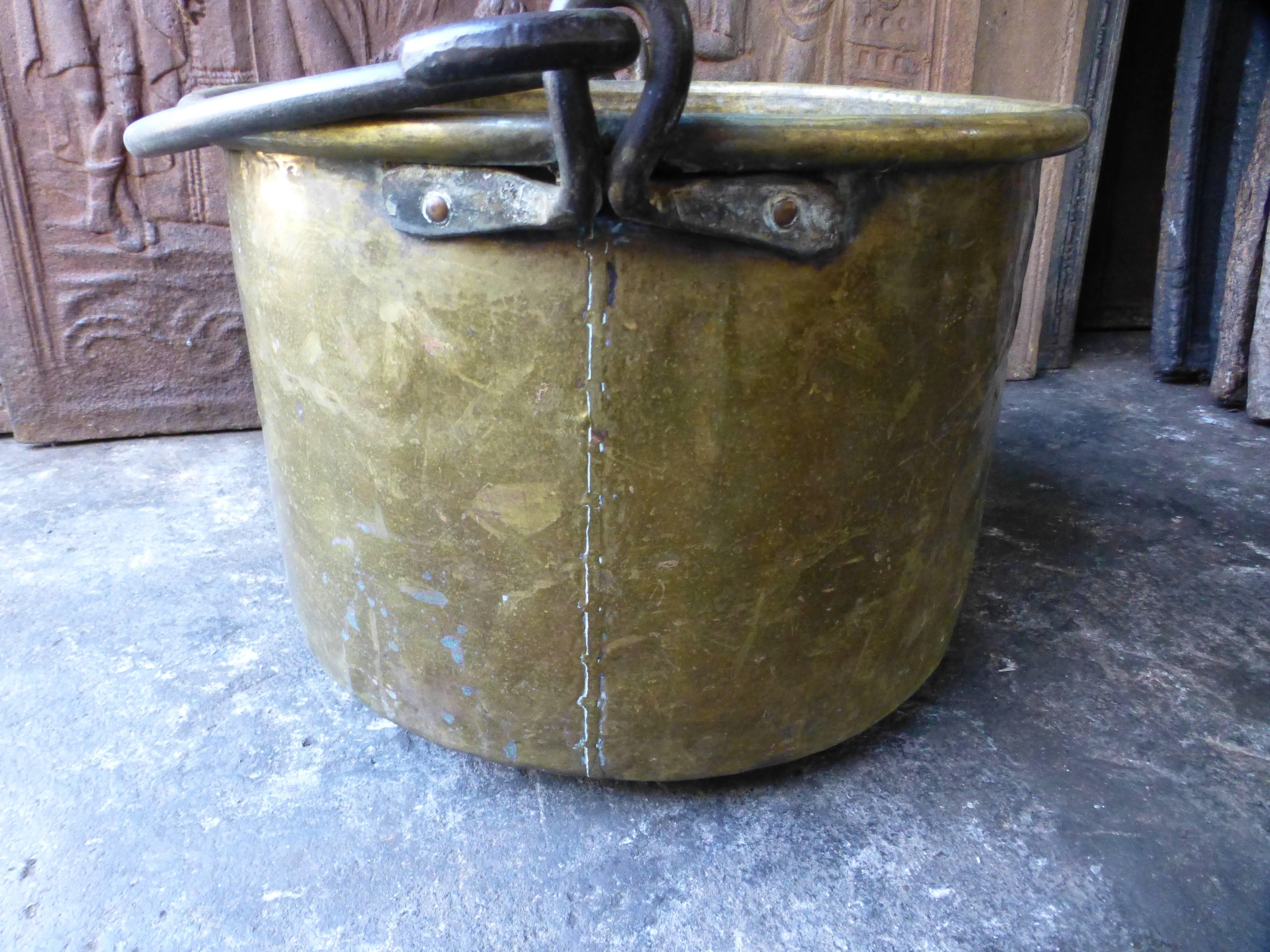 Forged 18th Century Brass Log Holder, Log Bin