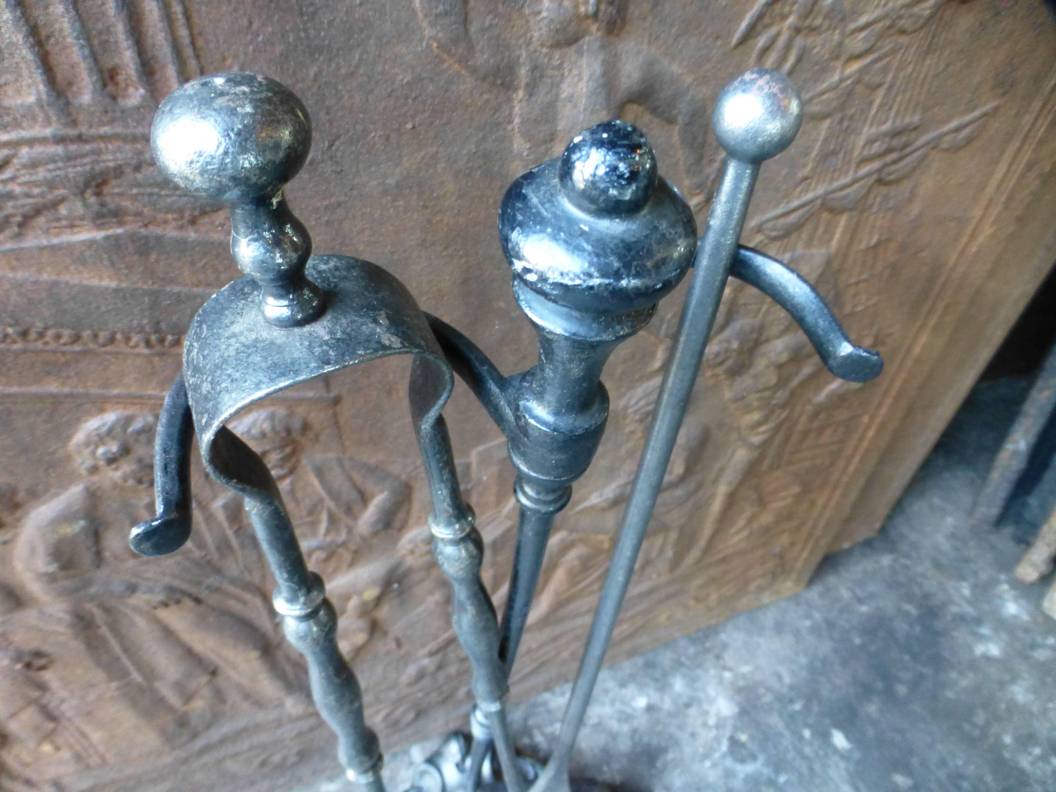 French 19th Century Set of Fireplace Tools And Stand