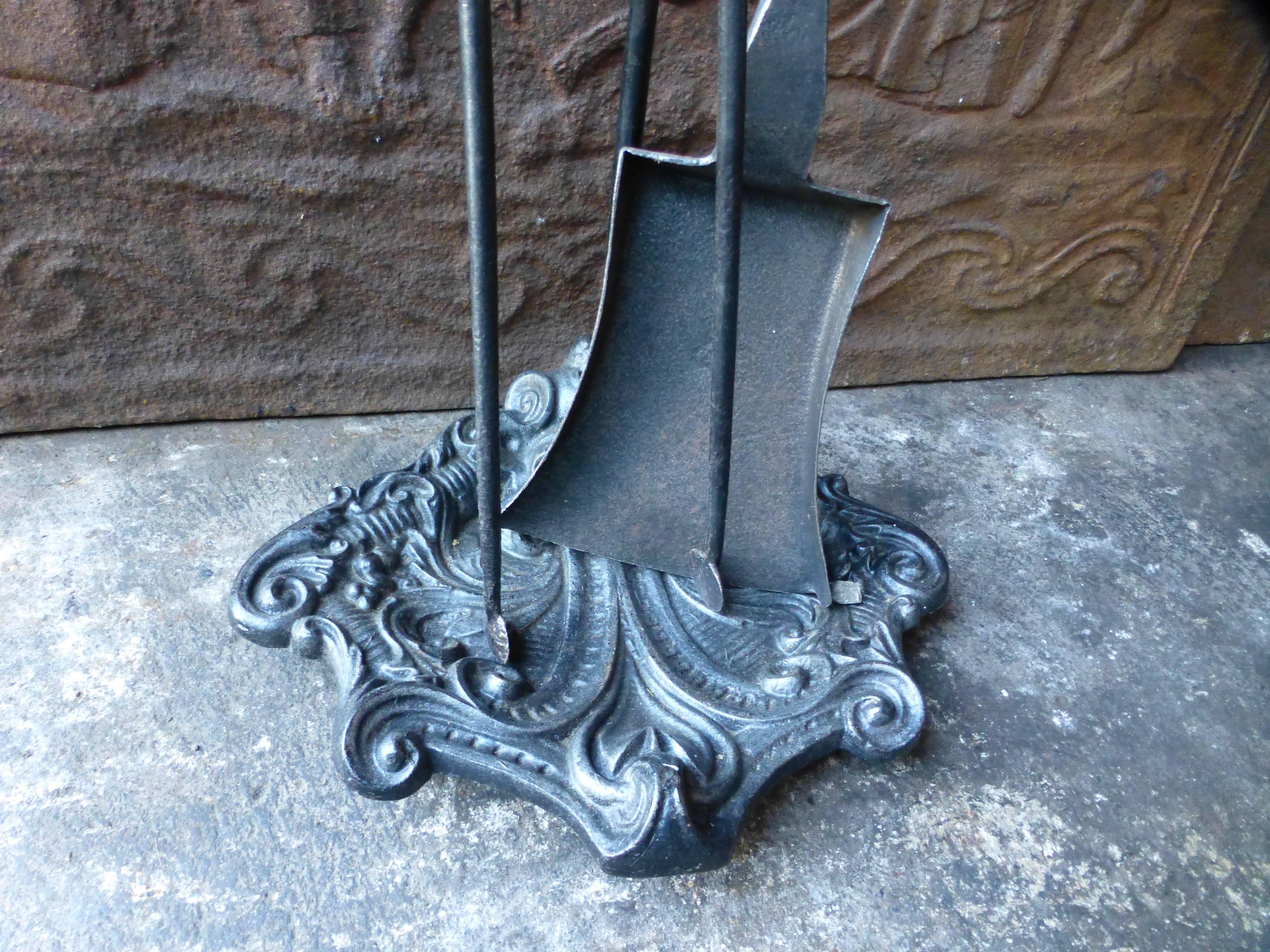 Cast 19th Century Set of Fireplace Tools And Stand