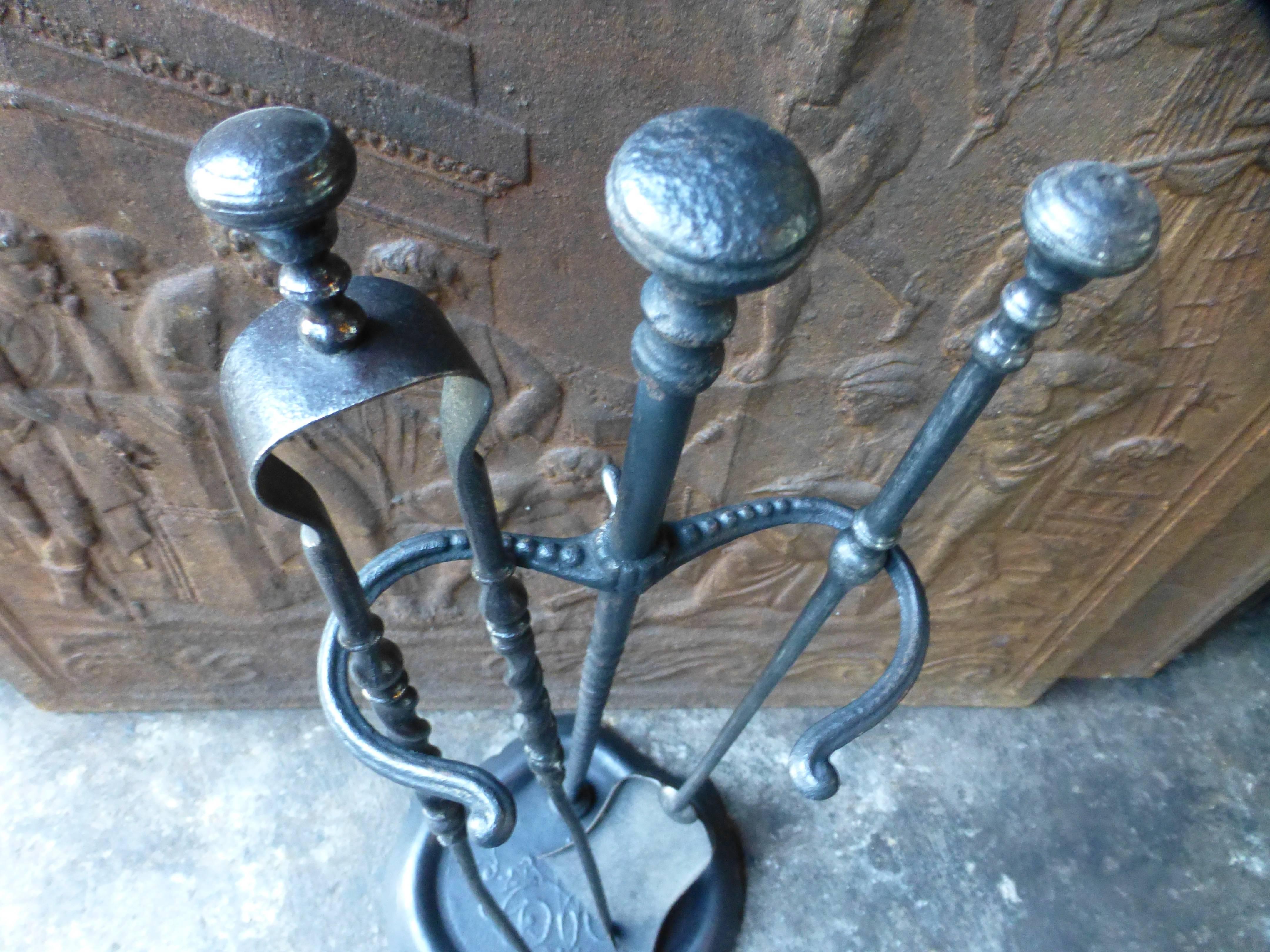 Rococo 19th Century French Fire Tool Set And Stand