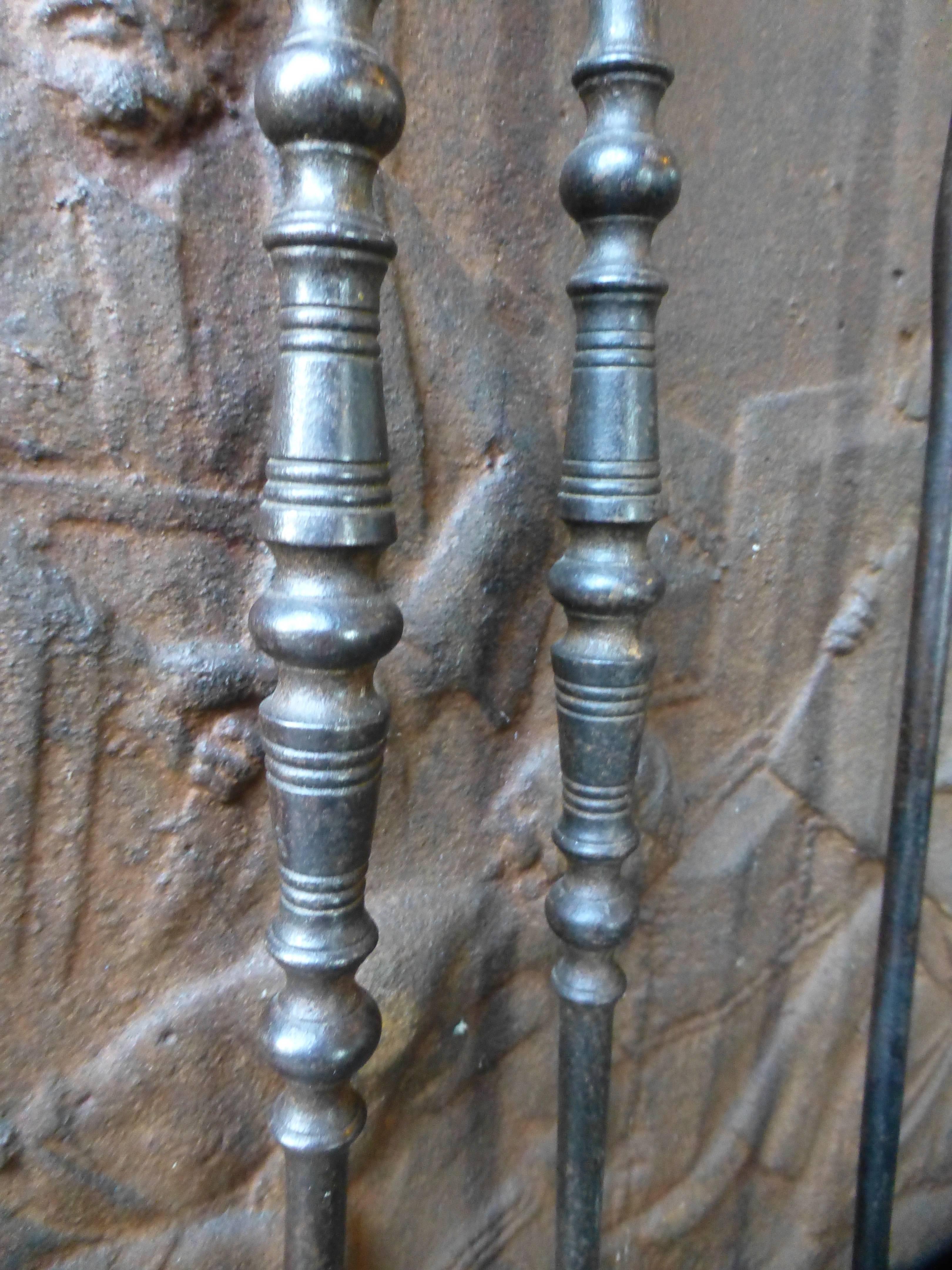 Forged 18/19th Century French Fireplace Tools