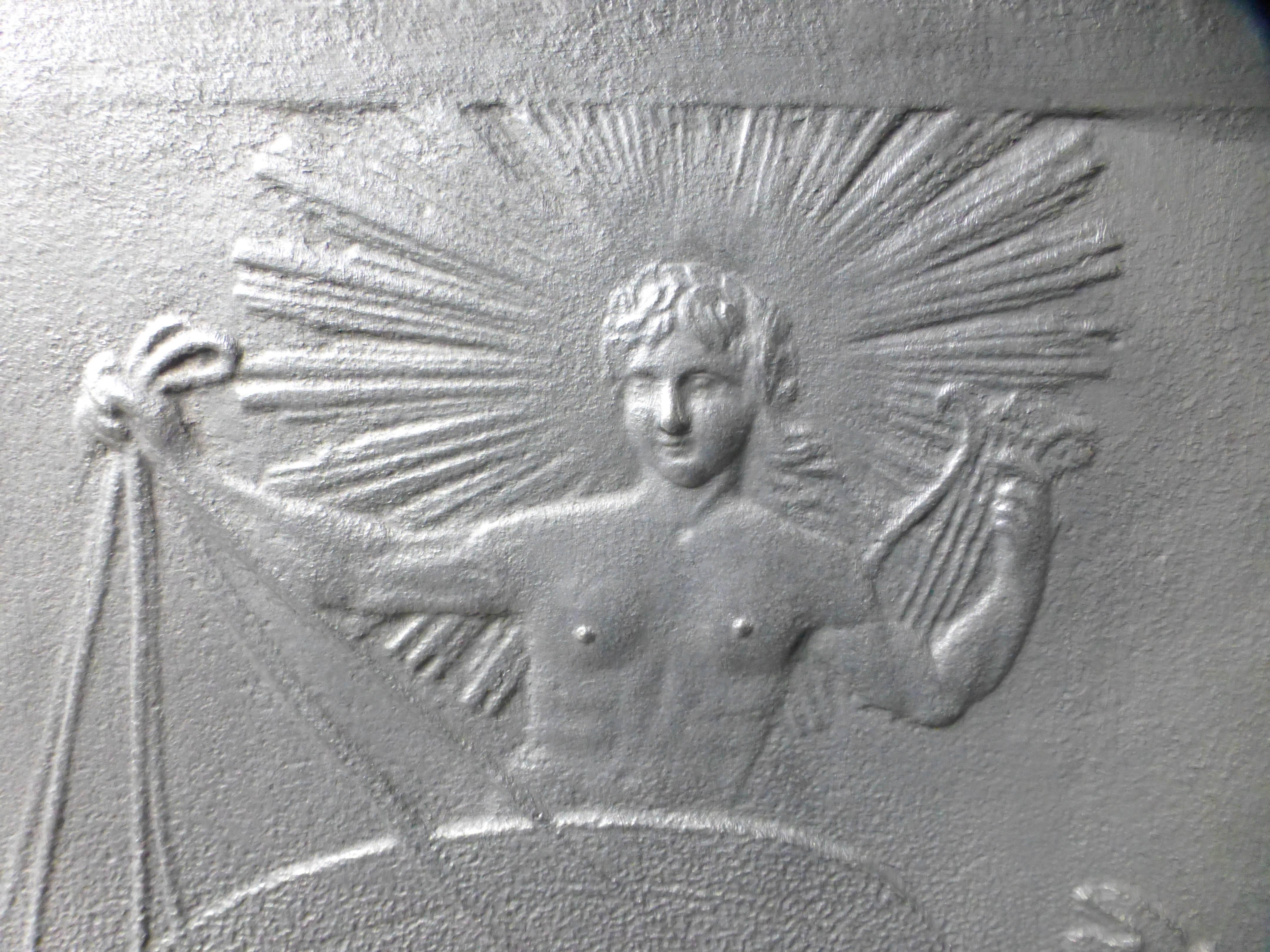 Neoclassical 19th Century Apollo in the Sun Chariot Fireback, Dated 1868