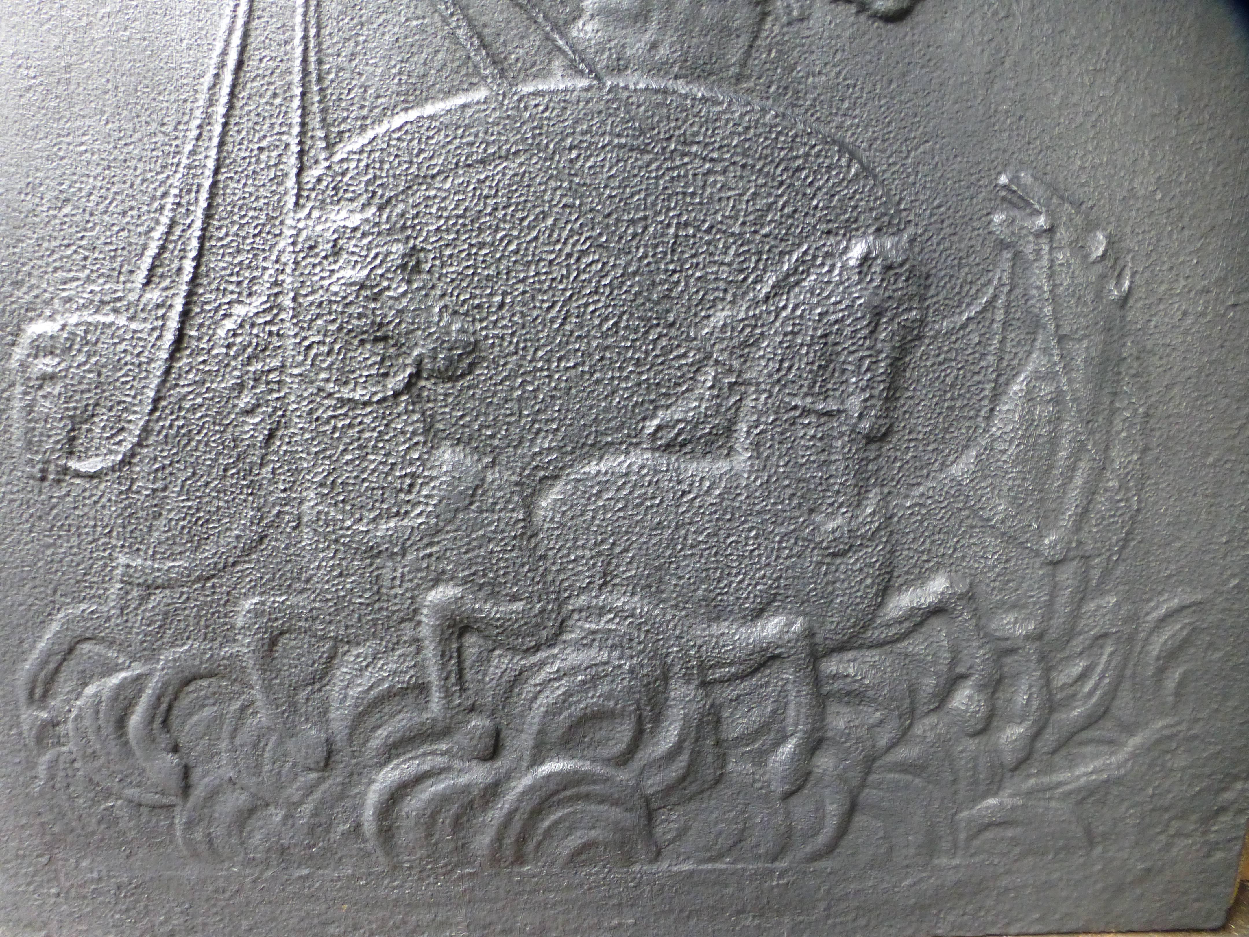 French 19th Century Apollo in the Sun Chariot Fireback, Dated 1868