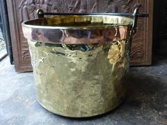 18th Century Brass and Copper Log Holder, Log Bin