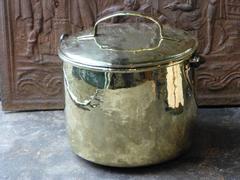 19th Century Polished Brass Log Holder with Lid