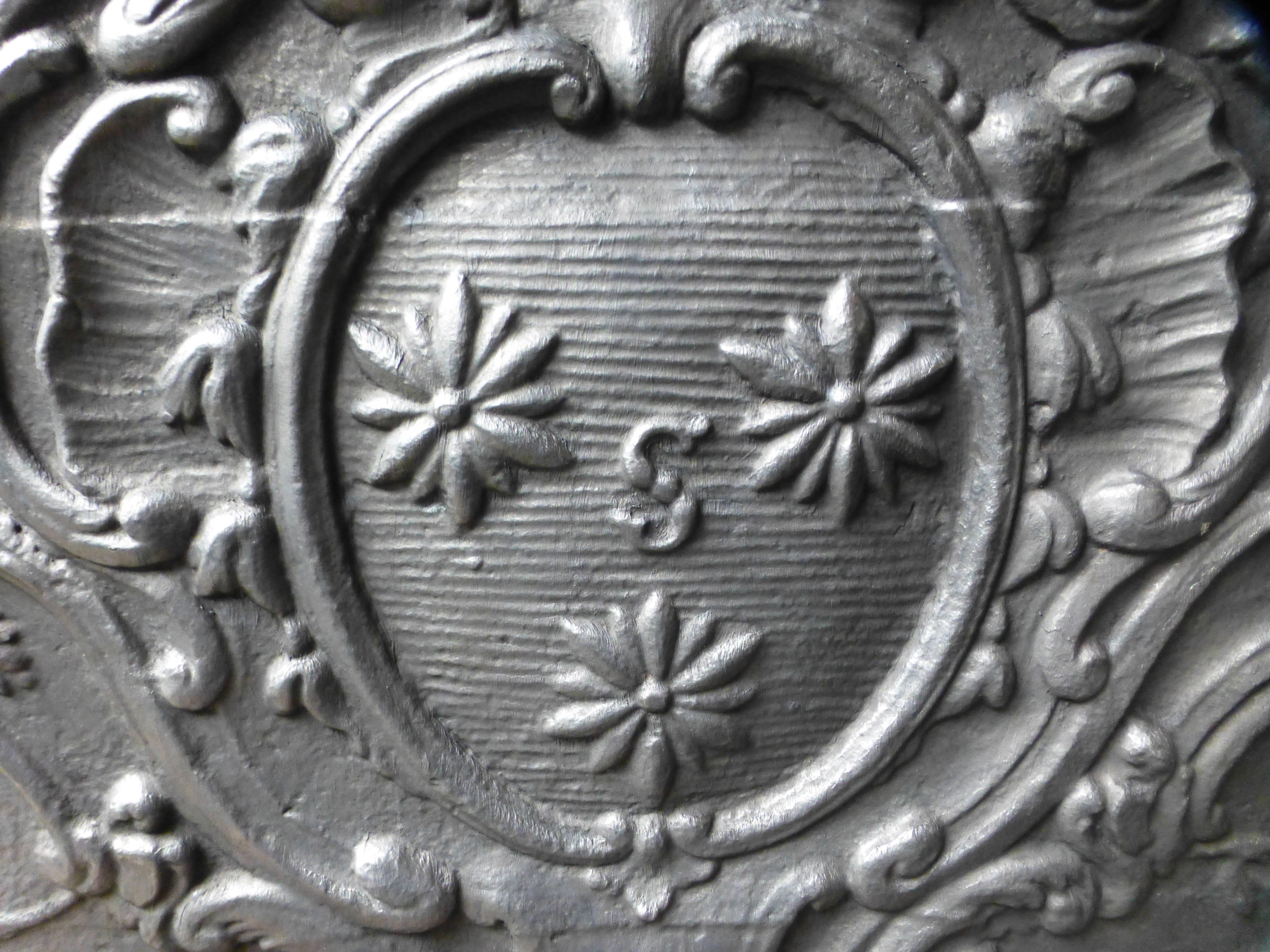 Rococo Magnificent and Heavy Fireback with Episcopal Coat of Arms