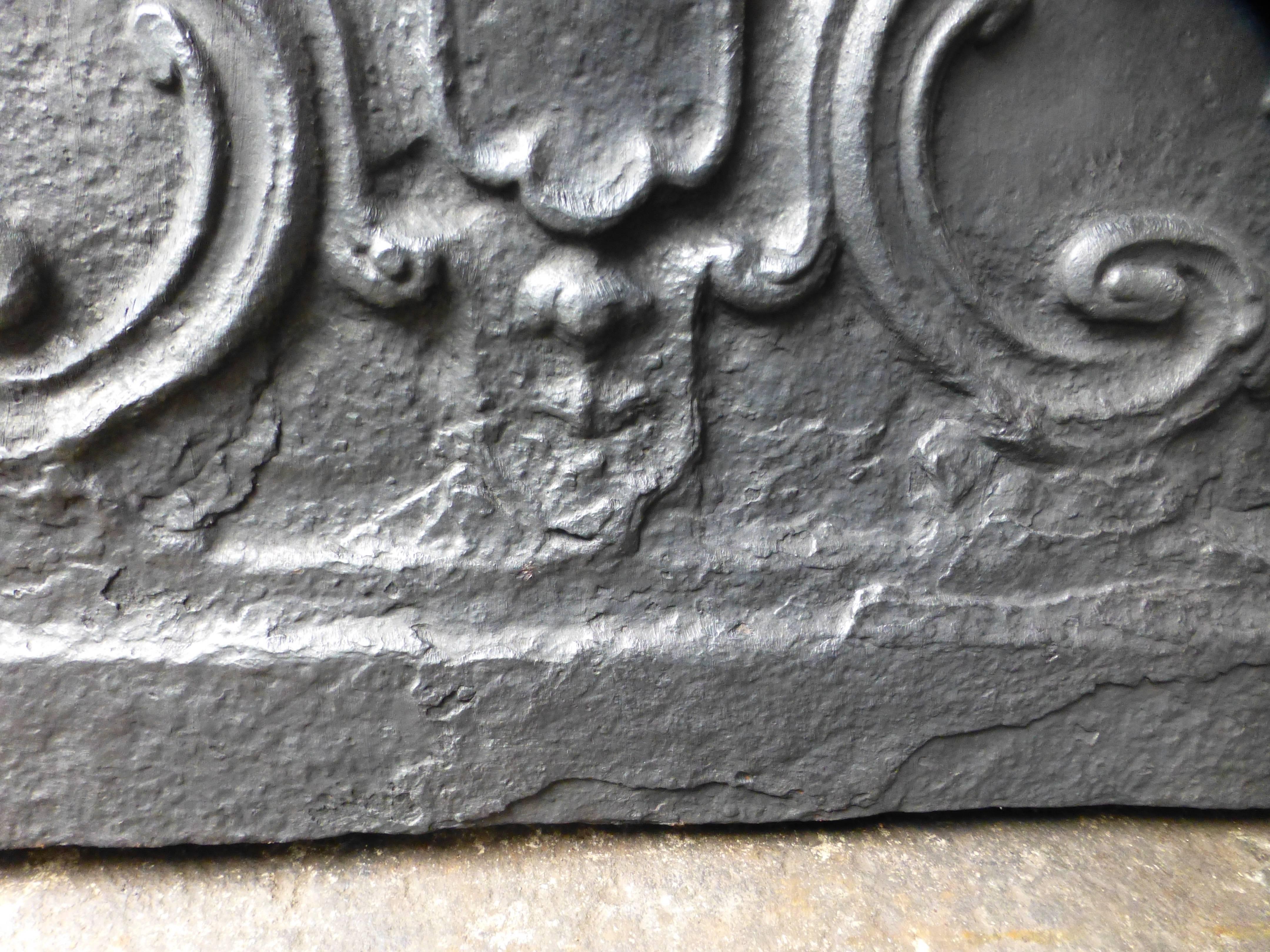 Cast Magnificent and Heavy Fireback with Episcopal Coat of Arms