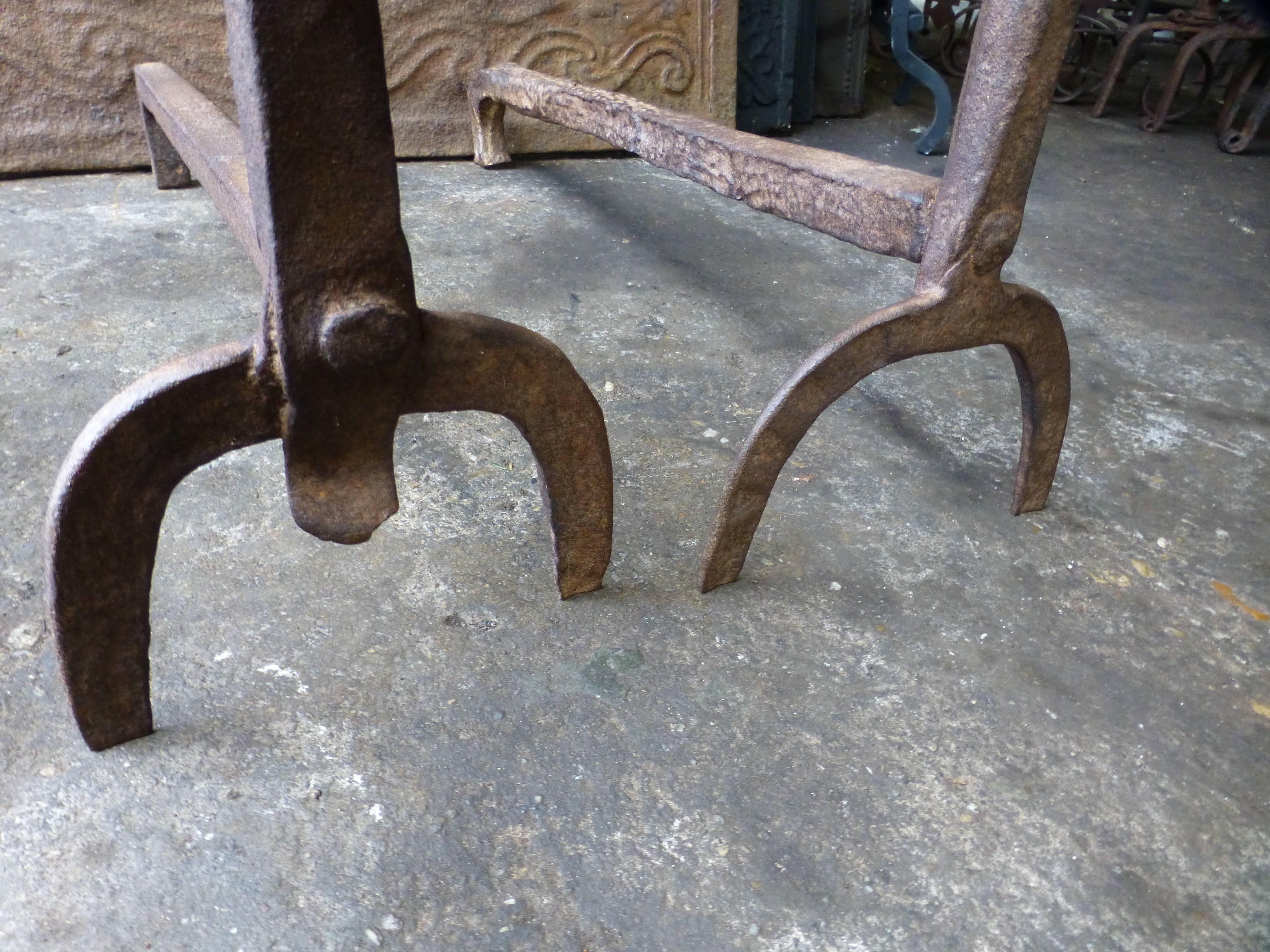 French 18th Century Horseshoe Andirons, Firedogs For Sale