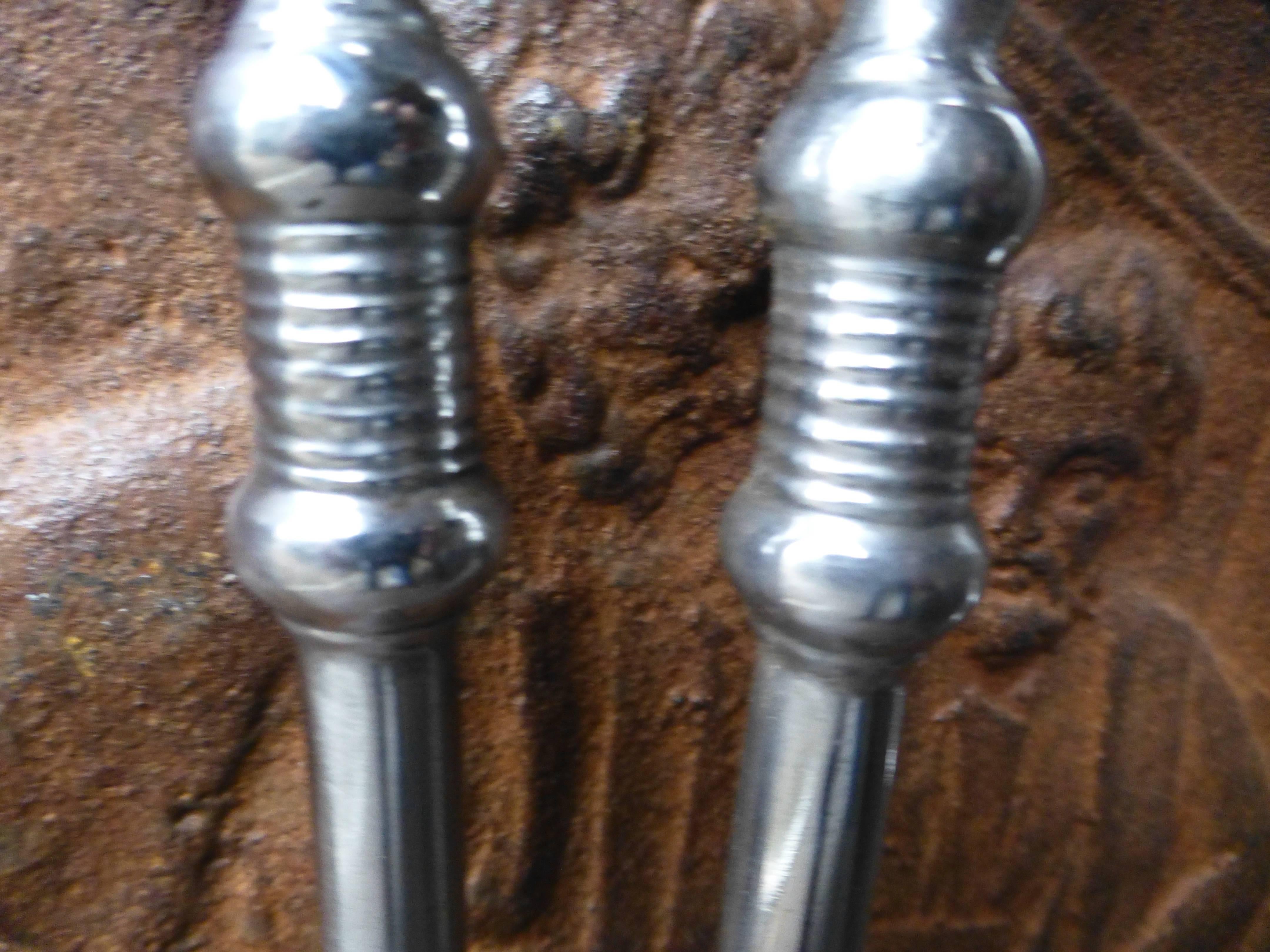 18th Century 18th-19th Century George III Polished Steel Fire Tool Set, Firetools