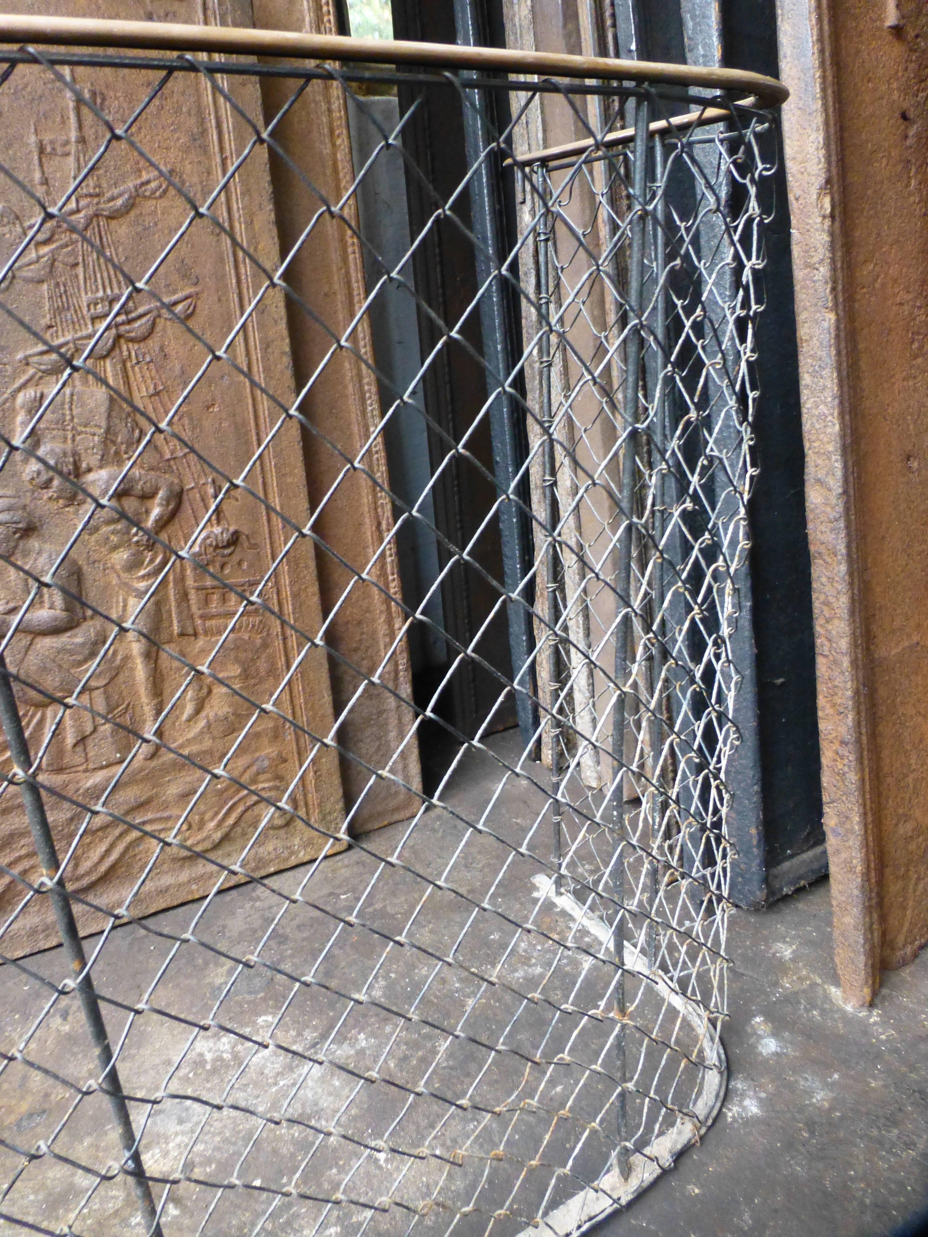 19th Century Brass and Iron Fireplace Guard, Fire Guard 1