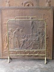19th Century Brass and Wire Fireplace Screen, Fire Screen