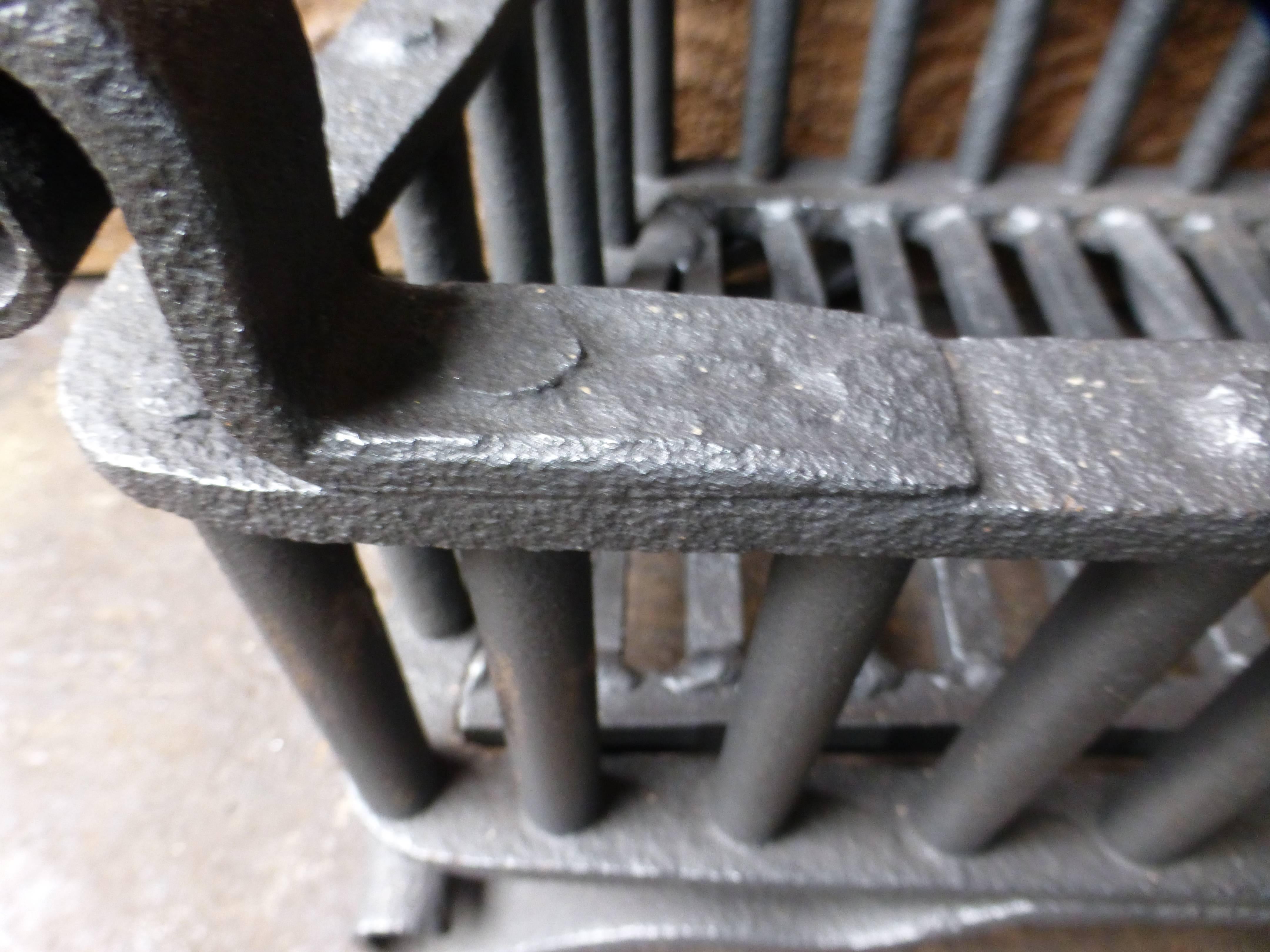 British Small 18th Century Wrought Iron Fireplace Grate, Fire Grate