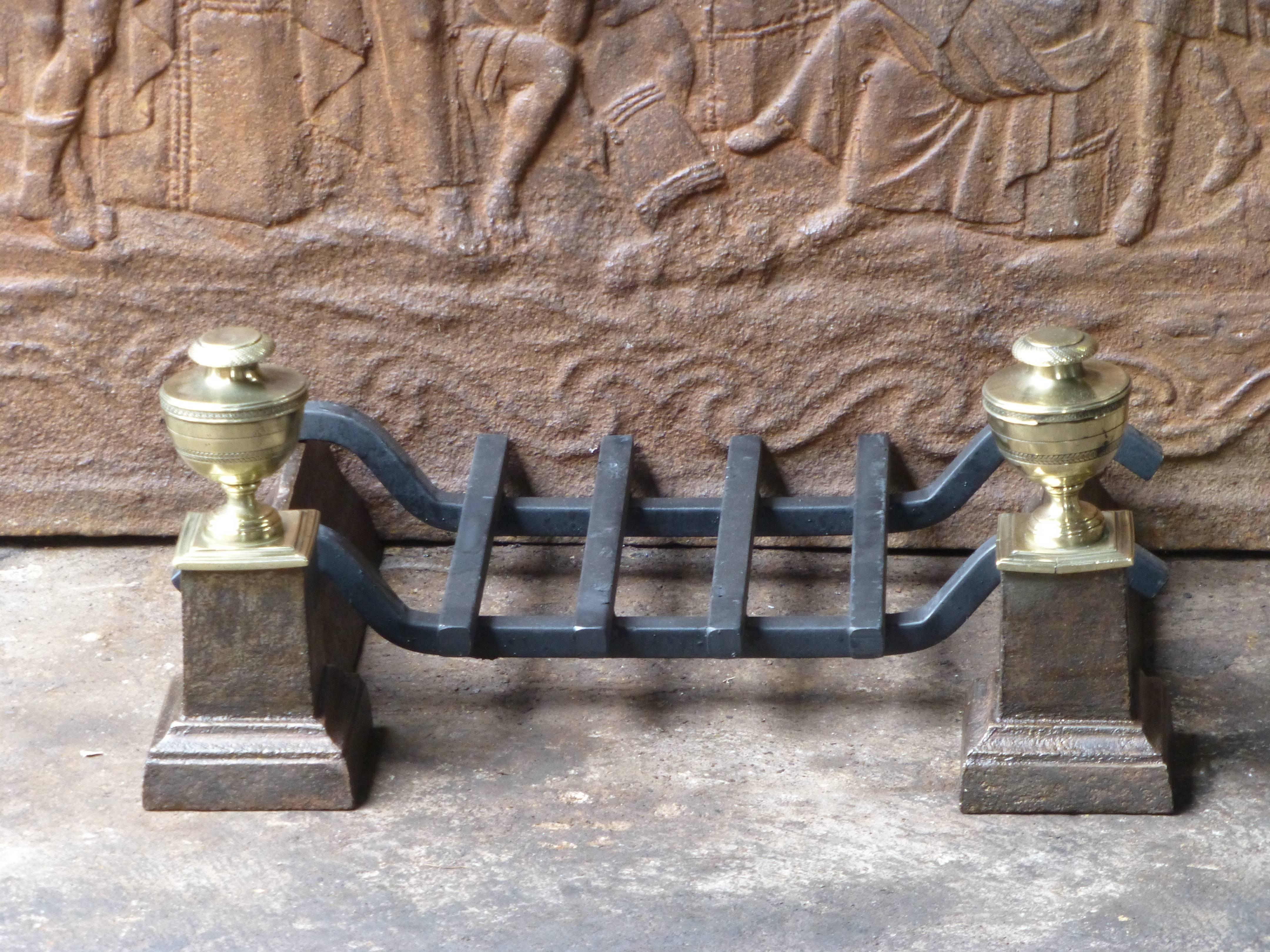 French Polished Bronze and Cast Iron Andirons, Firedogs 3