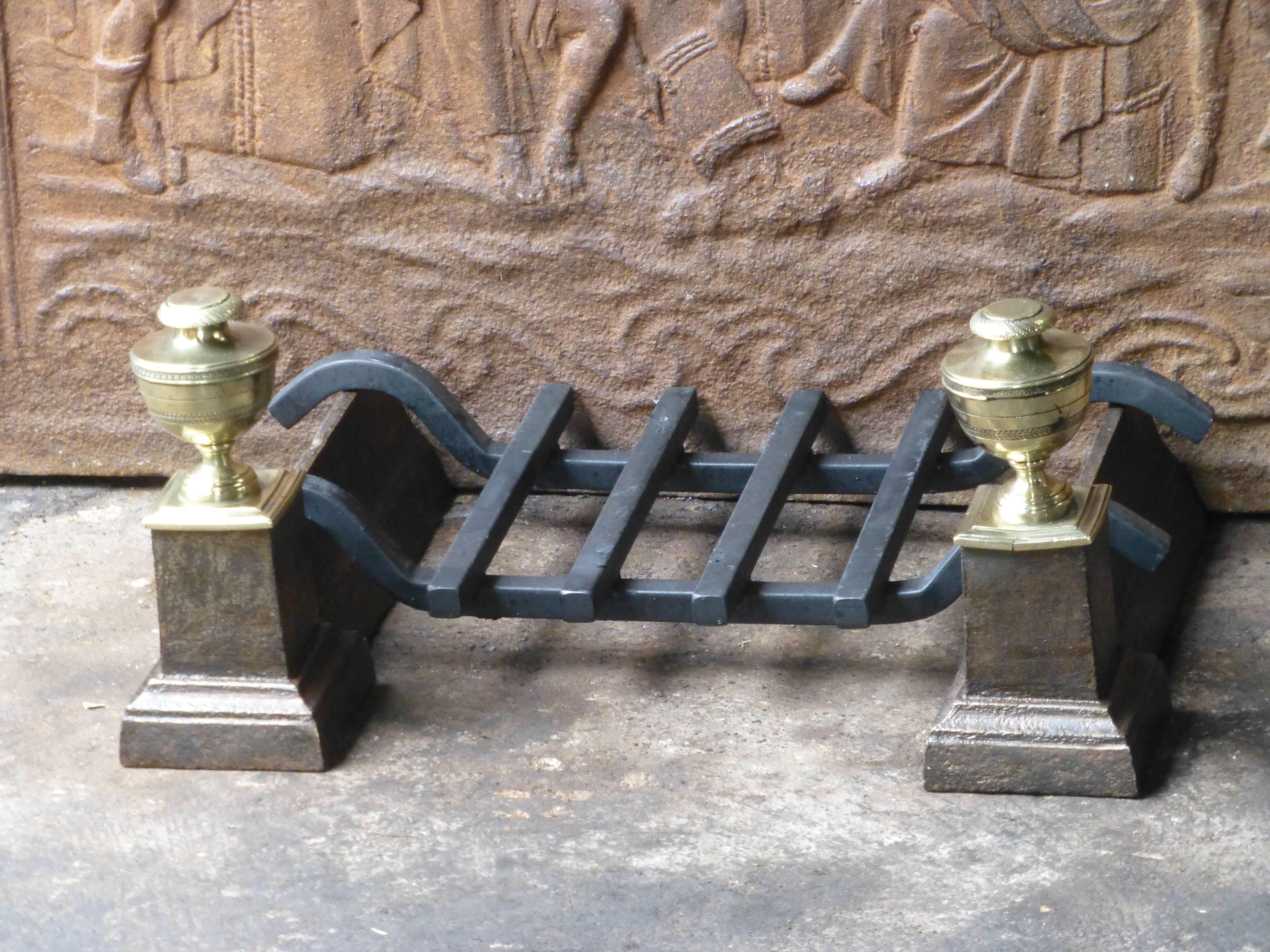 French Polished Bronze and Cast Iron Andirons, Firedogs 4