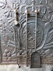 Polished Steel and Bronze Fireplace Tool Set