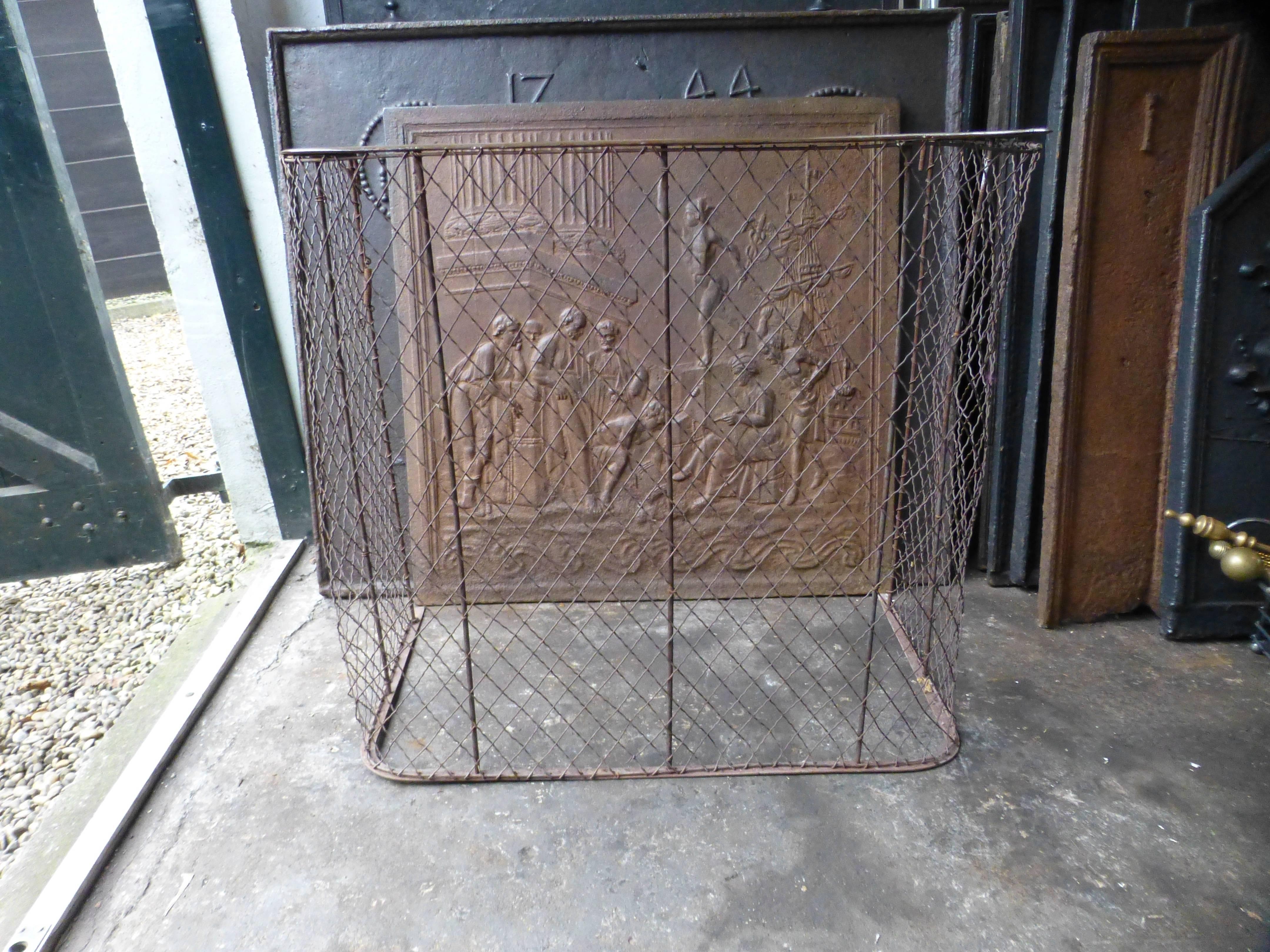 Iron 19th Century Victorian Fireplace Guard, Fire Guard For Sale