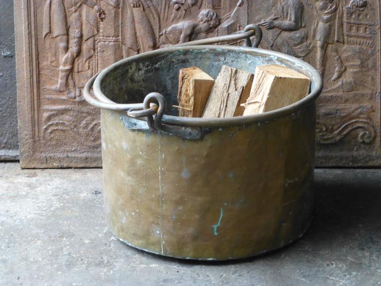 18th Century Brass Log Holder, Wood Basket at 1stDibs